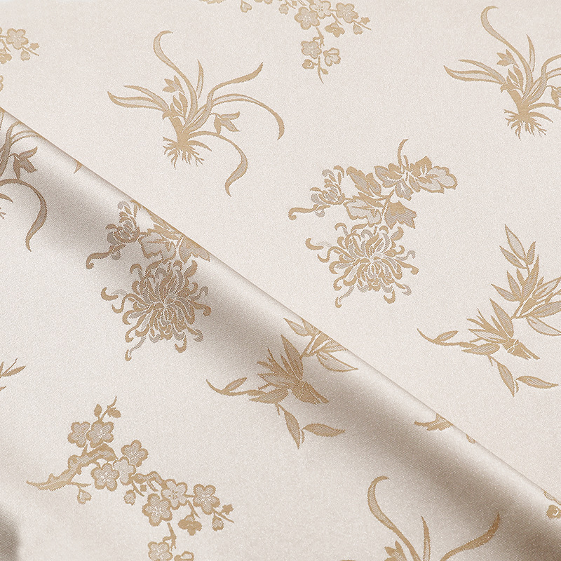 Picture of New Chinese-style dark pattern plum orchid bamboo chrysanthemum brocade cheongsam horse face skirt jacquard fabric imitation Song antique clothing fabric
