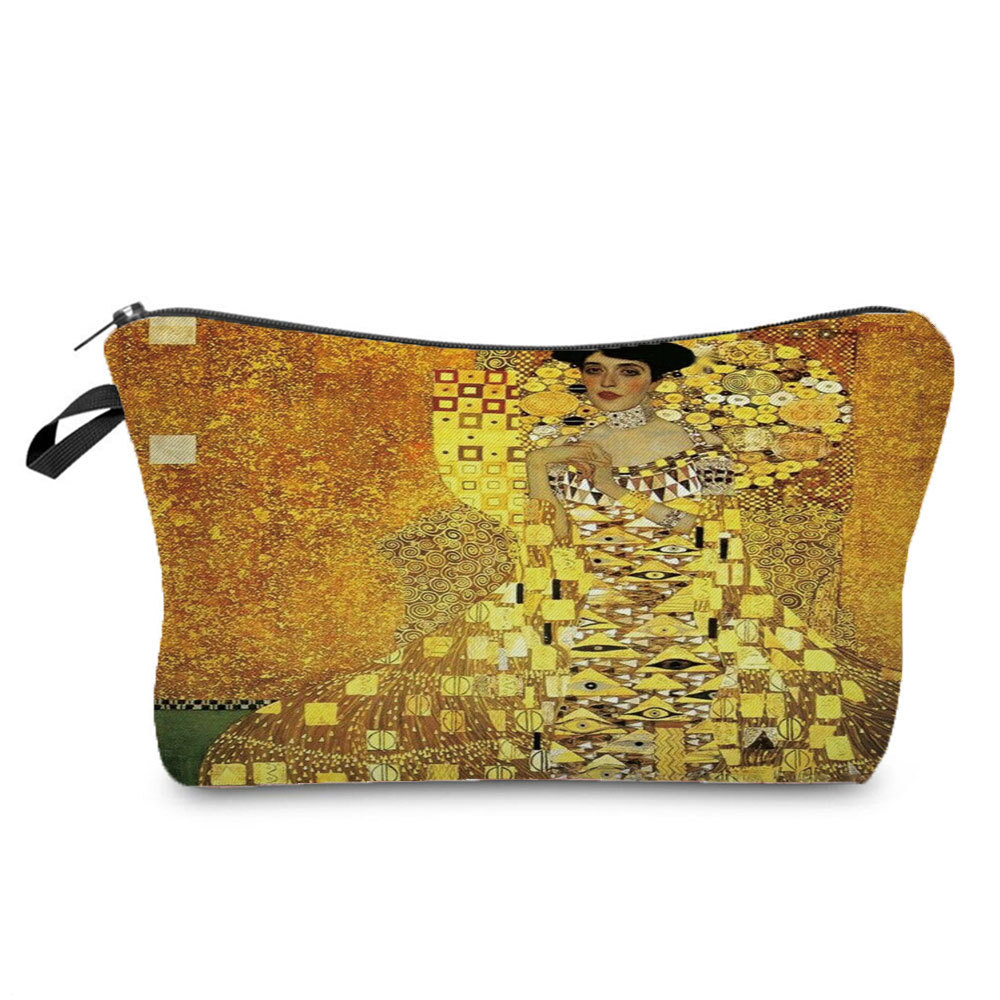 Picture of Personalized fashion cosmetics storage bag new goods wholesale golden oil painting printing cosmetic bag large capacity wash women's bag