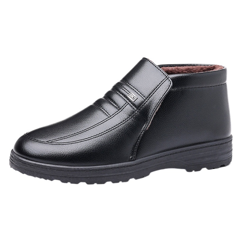 Men's cotton-padded shoes winter warm fleece-lined non-slip men's casual high-top cotton-padded shoes elderly cotton-padded shoes men's elderly leather cotton-padded shoes