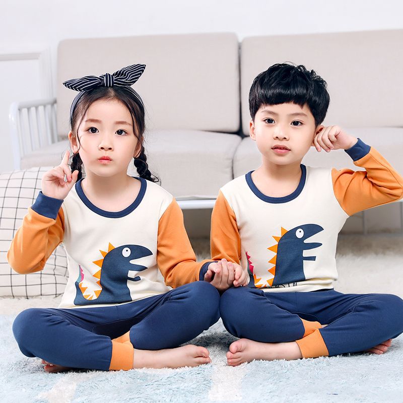 Children's autumn clothes long pants suit baby middle and big children boys' thermal underwear boys' and girls' pajamas one-piece delivery