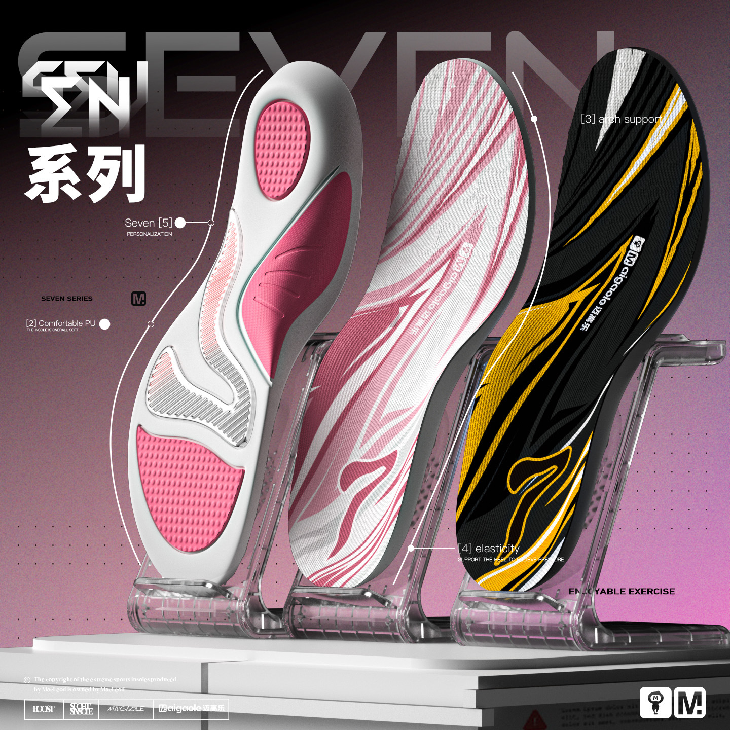 Mai Gola 7-Shaped Arch Support Sports Insoles, High-Elastic Air Cushion, Shock-Absorbing Flat Foot Correction Insoles, so You Won’T Be Tired after Standing for a Long Time