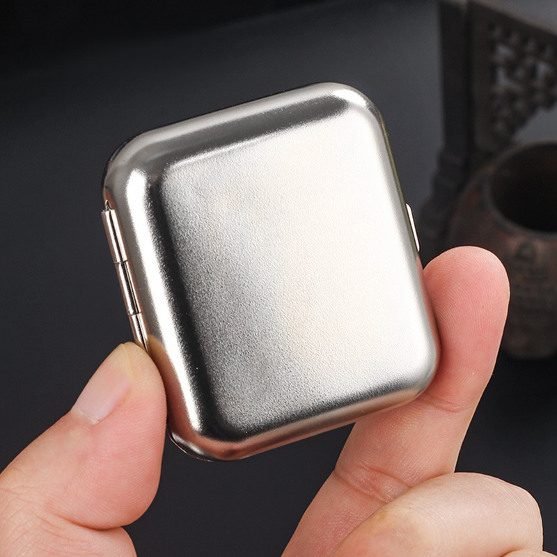 Picture of Mini Metal Ashtray Portable Small Ashtray Outdoor Portable Flap Pocket Pants Ashtray Creative Car Smoking Accessories