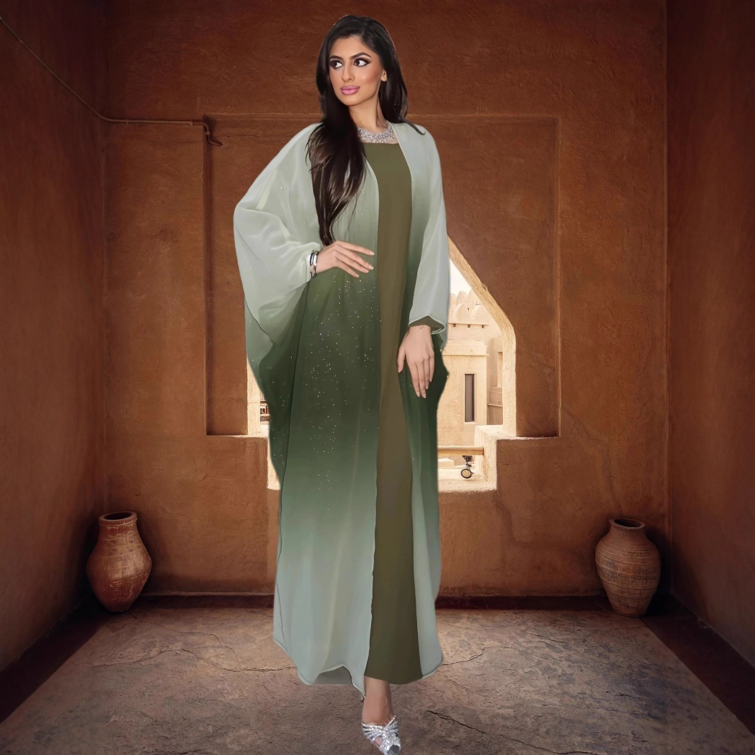 Picture of Cross-Border Middle Eastern Robe Women's Dubai Plus Size Cardigan Gradient Color Abaya Arabian Saudi Arabia