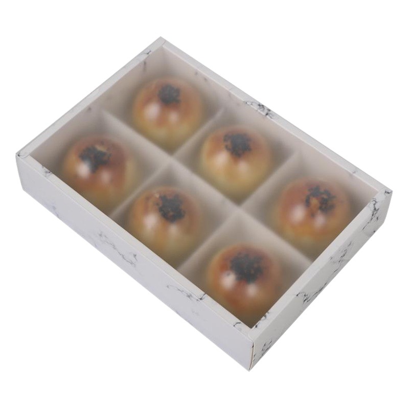 Marble Mid-Autumn Moon Cake Box 2/4/6 Egg Yolk Crisp Packing Box Frosted Transparent Snow Mei Niang Packing Box