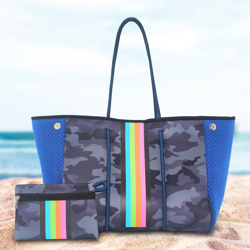 Picture of Diving Material Perforated Beach Bag European and American Fashion Portable Shoulder Strap Mother Bag Outdoor Casual Bag Portable Women's Bag for Women