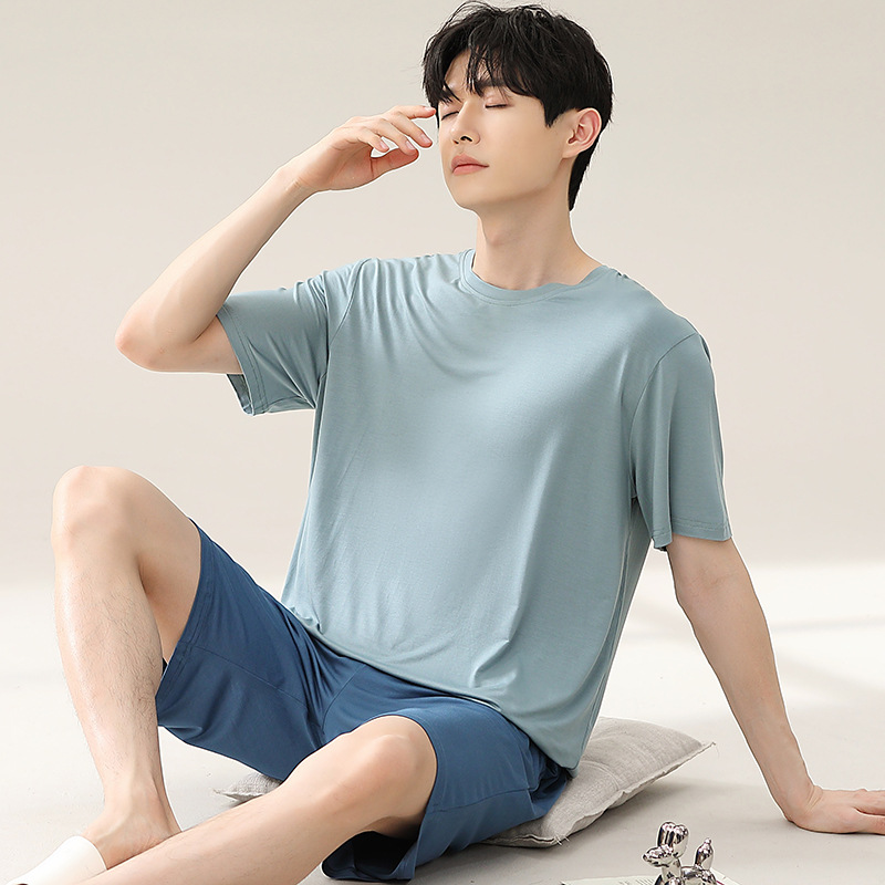 Men's Pajamas Men's Summer Modal Short-sleeved Summer Men's suit Plus Size Casual Solid Color Home Clothes
