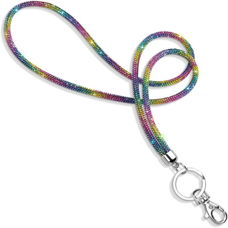 Amazon rhinestone lanyard diamond alloy bullet with key ring full diamond exhibition hot drilling tag spot