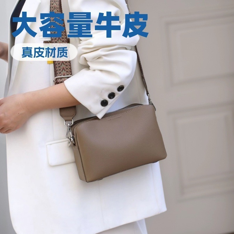Genuine Leather Women's Bag Small Square Bag High-end Messenger Bag Fashion All-match Large Capacity Cowhide Women's Bag Cross-border Women's Bag Wholesale