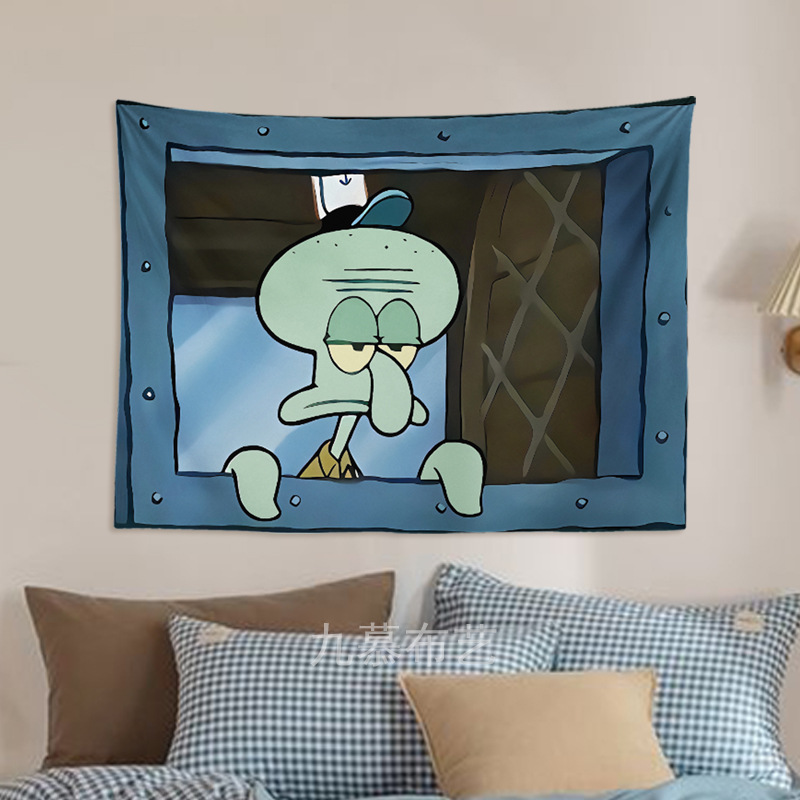 Octopus sponge baby cartoon hanging cloth bedroom wall decoration creative background cloth cute funny tapestry