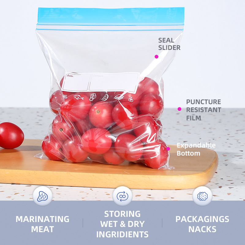 Picture of Amazon Food Preservation Bag Household Double Rib Sealed Food Grade Sealed Bag Food Self-Sealing Pe Refrigerator Freezer Bag