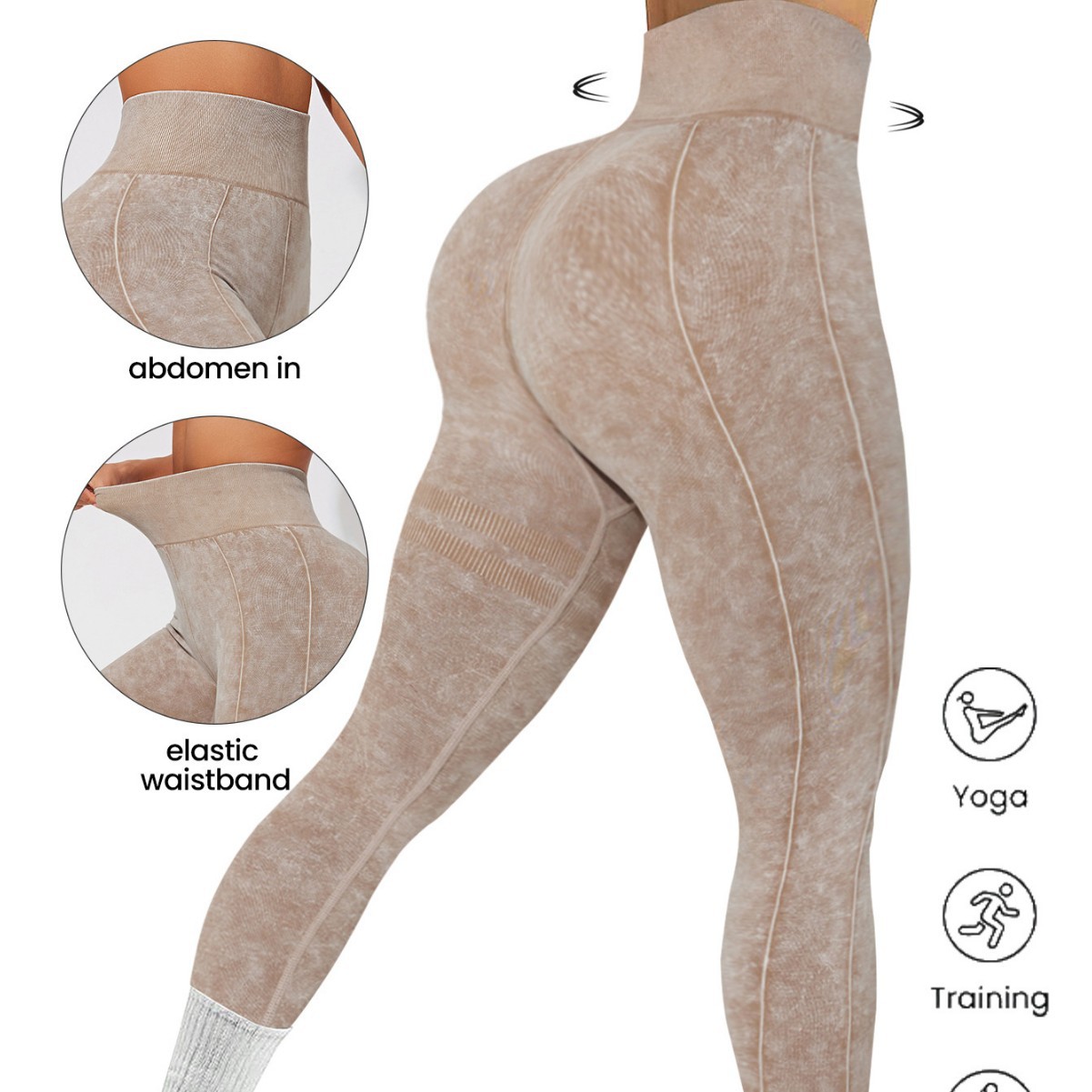 Cross-border Europe and the United States Seamless Sand Wash Tight Fitness Yoga Pants Washed Quick-drying High Waist Peach Hip Running Pants