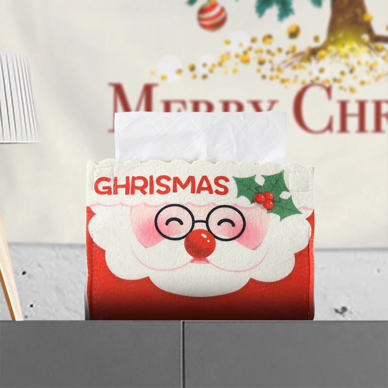 Cross-border New Christmas Tissue Box Decorations Without Hindrance Cloth Printing Cartoon Old People Snowman Dining Table Draining Paper Decoration