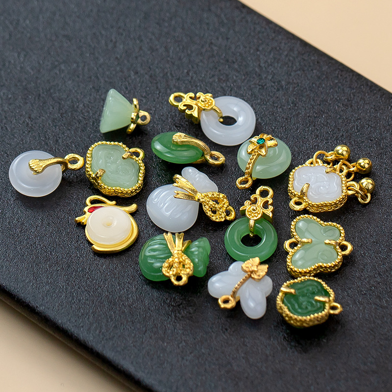 Cheongsam Buckle Button National Trend Imitation Jade Pendant DIY National Style Accessories Accessories Retro Metal Chinoiserie Pendant