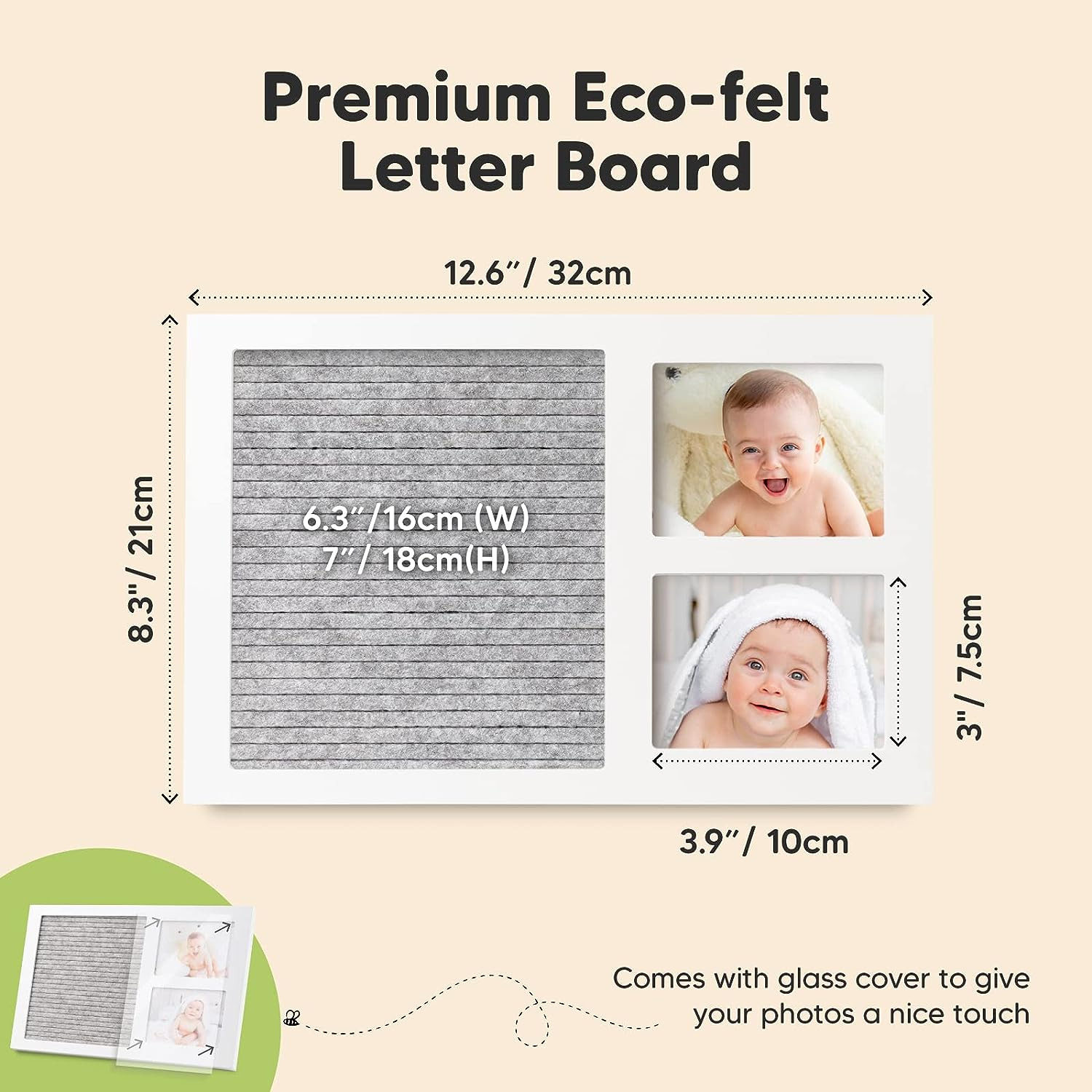 Picture of Amazon New felt letter message board with wooden baby growth commemorative album Baby growth photo frame