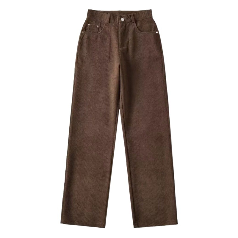American autumn and winter new hot girl retro corduroy wide-leg pants women's loose slimming high waist straight casual pants