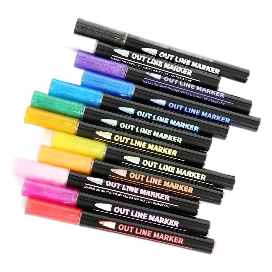 Double line contour pen 12 color dream double line pen 24 color color contour pen fluorescent graffiti pen metal greeting card pen