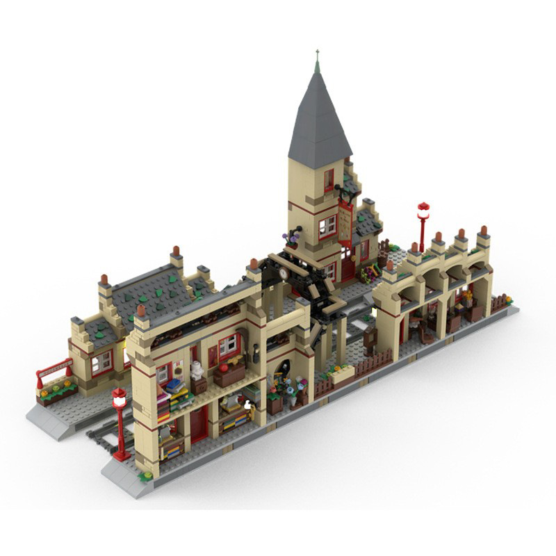 MOC-156778 compatible with Lego Hogsmeade station large-scale expansion building small particle assembled building block model