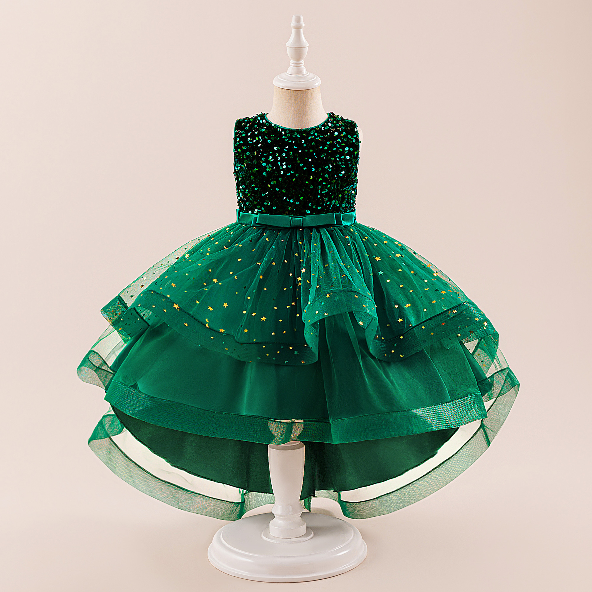 Picture of Cross-Border Girls' Dress Princess Dress European and American Sequined Flower Girl Fluffy Tail Skirt Children's Catwalk Stage Performance Clothing