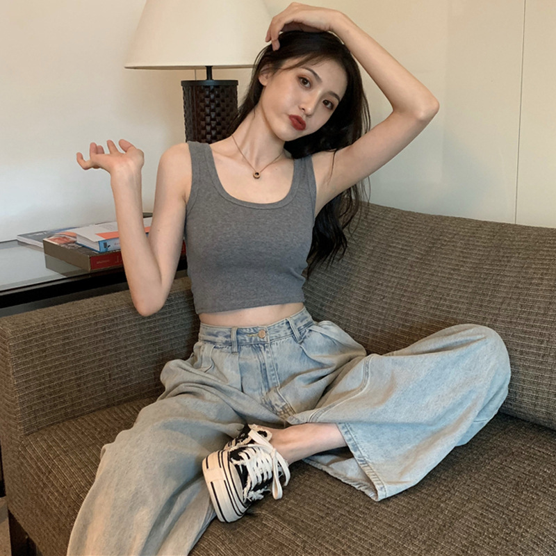 High Waist Short Navel-exposed Design Sense Niche Outfit Bottoming Small Strap I-shaped Vest Women's Inner Sleeveless Top