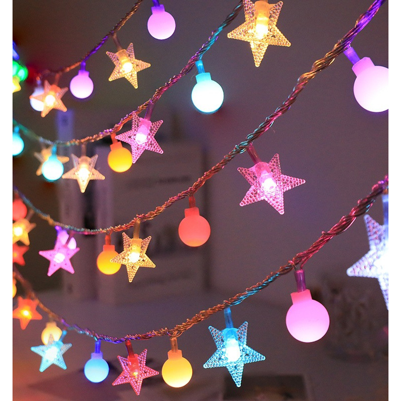 Picture of Solar LED string lights, outdoor camping tent atmosphere lights, night market stall lights, room decoration spherical star lights