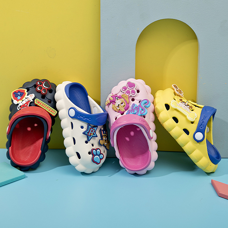 Wang Wang Team Slippers Summer New Cute Cartoon Boys and Girls Home Indoor Baby Toe Hole Shoes EVA