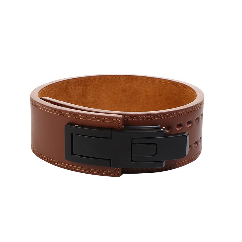 Picture of Sports Strength Weightlifting Belt Cowhide Fitness Belt Training Deadlift Squat Automatic Lever Buckle Wholesale for Men and Women
