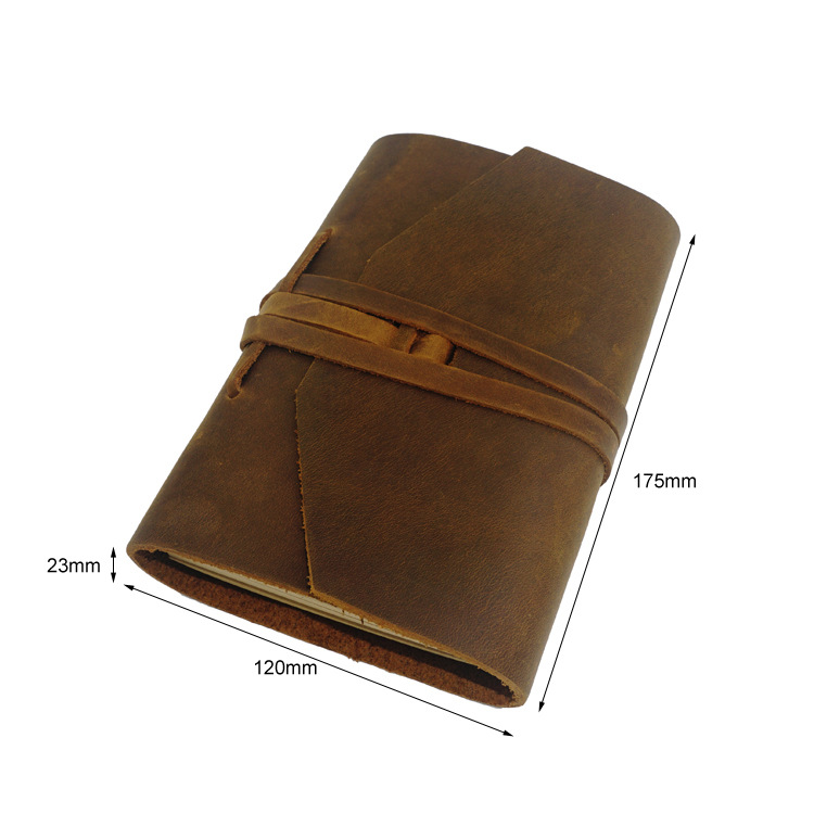 Picture of Head layer cowhide hand-tied rope notebook head layer cowhide notepad cowhide travel notebook hand-drawn book