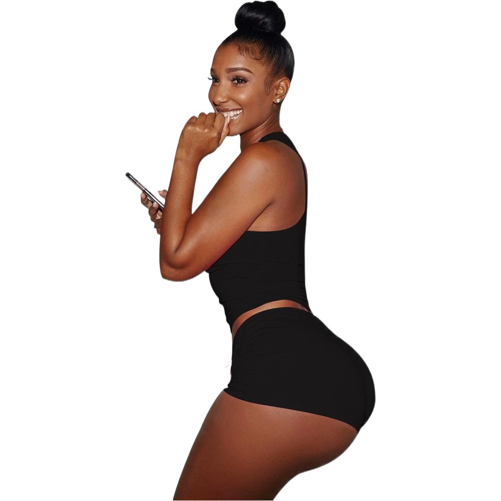 Cross-border Summer Ultra-short Cotton Sports European and American Creative Summer Fashion Shorts Vest Casual Sports Suit Women's Clothing