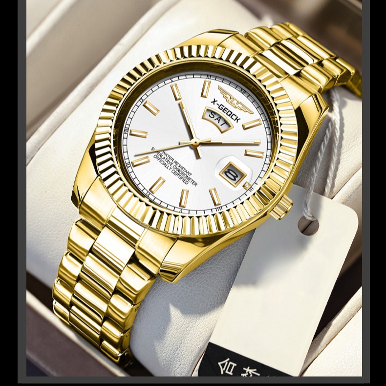 New Style Watch Men's Steel Belt Waterproof Casual Classic Double Calendar Luminous Men's Watch Simple Atmospheric Men's Watch