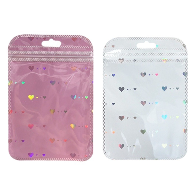 Gift Box Laser Heart Ziplock Bag Jewelry Bag Design Plastic Bag Necklace Ins Style Black Star Gift Packaging Bag