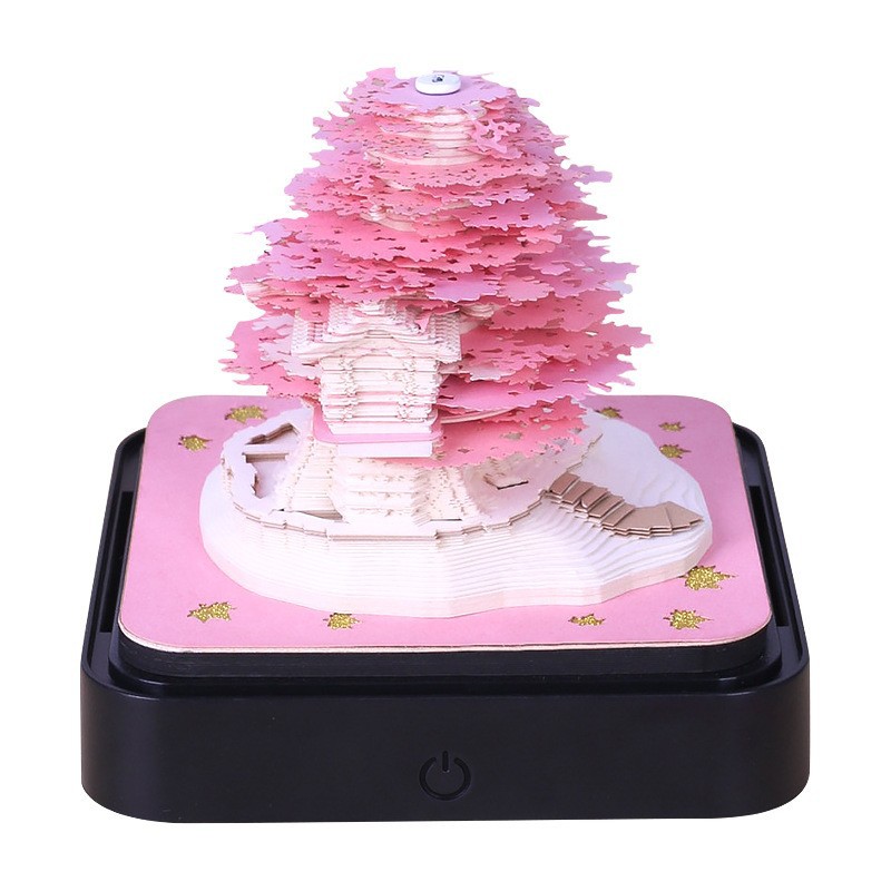 Picture of Cross-Border Christmas Gift Tree House Paper Carving Calendar Desktop Ornament Business Meeting Cultural and Creative Souvenir 3D Stereo Sticky Notes