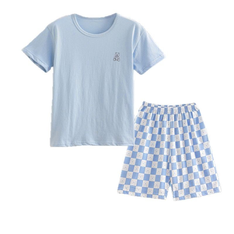 Picture of Boys' Pajamas Children's Summer Pure Cotton Short-sleeved Shorts Girls' Thin Home Clothes suit Big Children's Boys' Air-conditioning Clothes