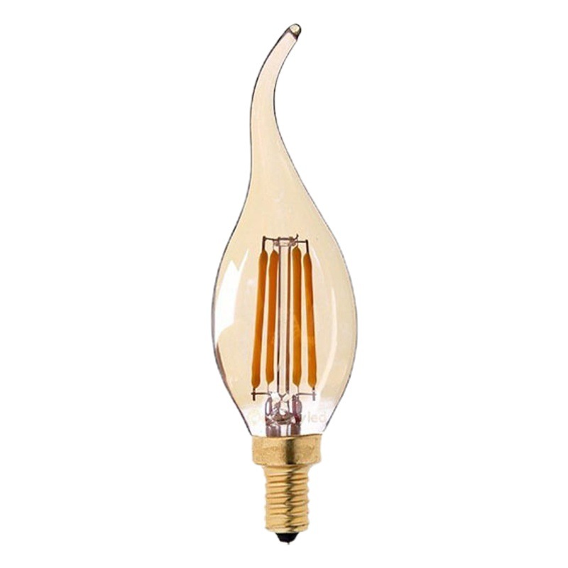 Edison led bulb 4W Brown warm yellow 2700K dimming C35T pull tail retro chandelier light source candle lamp