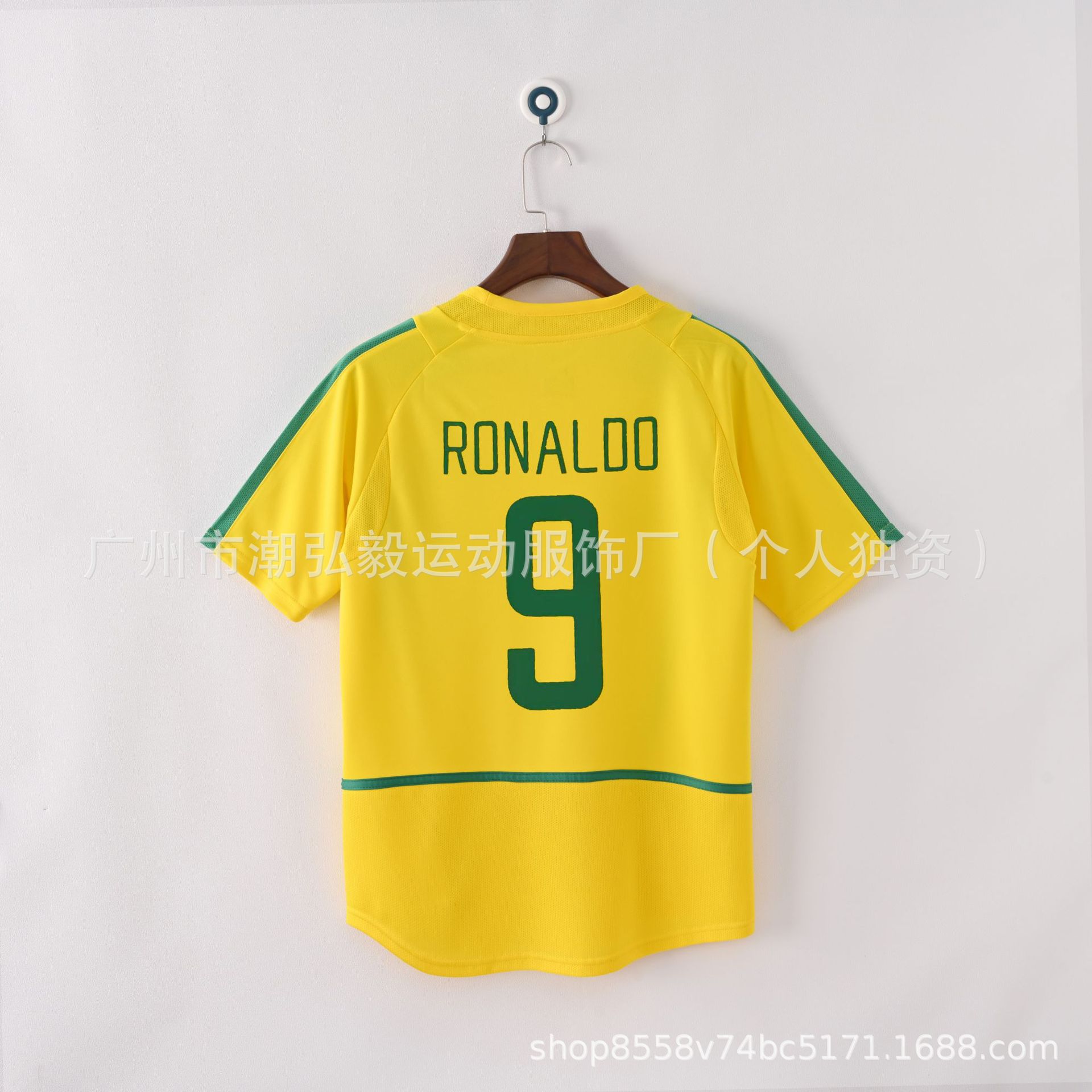 Picture of Wholesale Vintage 980204 World Cup Brazil Jersey No. 9 No. 10 Ronaldo Vintage Jersey Soccer Uniform