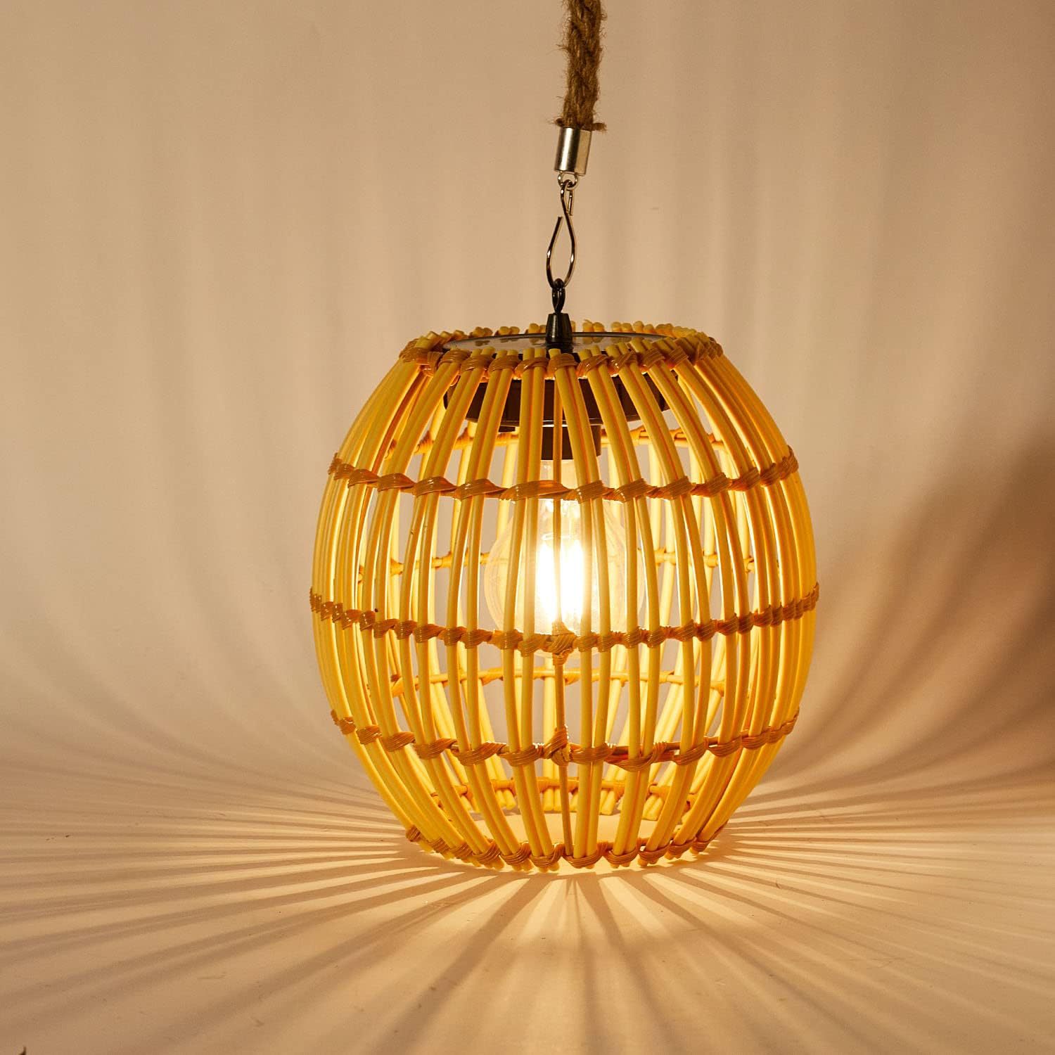 Solar Imitation Rattan Lantern Vintage Garden Decorative Atmosphere Chandelier Candle Lamp TEMU Amazon Explosions