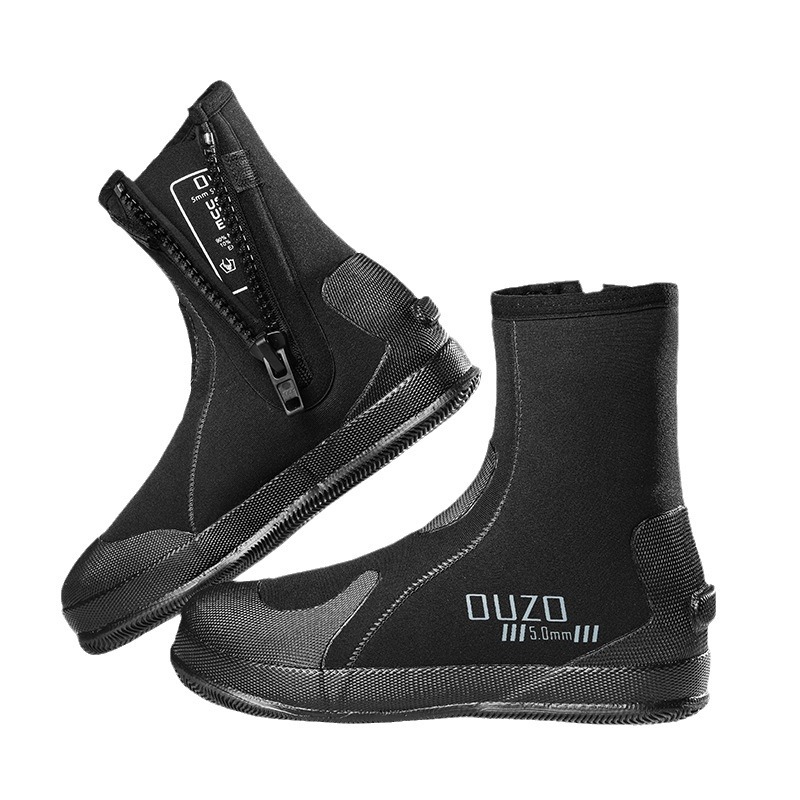 Picture of 5mm Diving Shoes OUZO Thickened Non-slip Wear-resistant Snorkeling Beach Surfing Vulcanized Shoes Tracing Shoes High-top Diving Boots