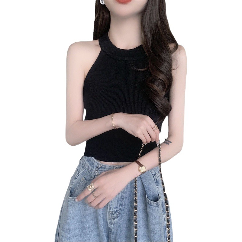 American Style Small Camisole Women's Outer Wear Suit Inner Wear Beautiful Back Base Sweet Hot Sleeveless Shoulder Waistcoat Neck Top