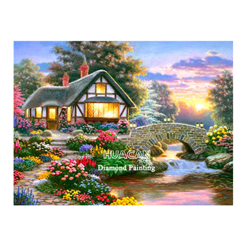 Picture of 5d diamond painting 2021 new full diamond back garden living room handmade crystal dot stick diamond brick sticker cross stitch