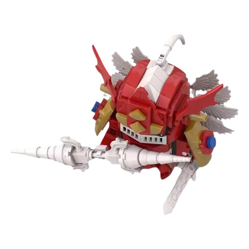 MOC compatible with Lego square head toy building blocks real Red Lotus Knight beast puzzle children assembled toy model small particles