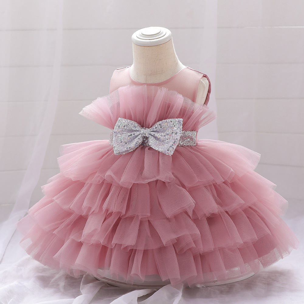 Picture of Cross-border Europe and the United States New Baby Dress Baby One-year-old Puffy Cake Birthday Dress Children's Mesh Princess Dress