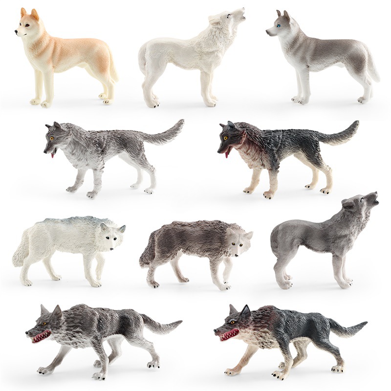 Cross-border Amazon simulation forest animal Brown Wolf black wolf gray wolf White Wolf Husky model desktop decoration toy