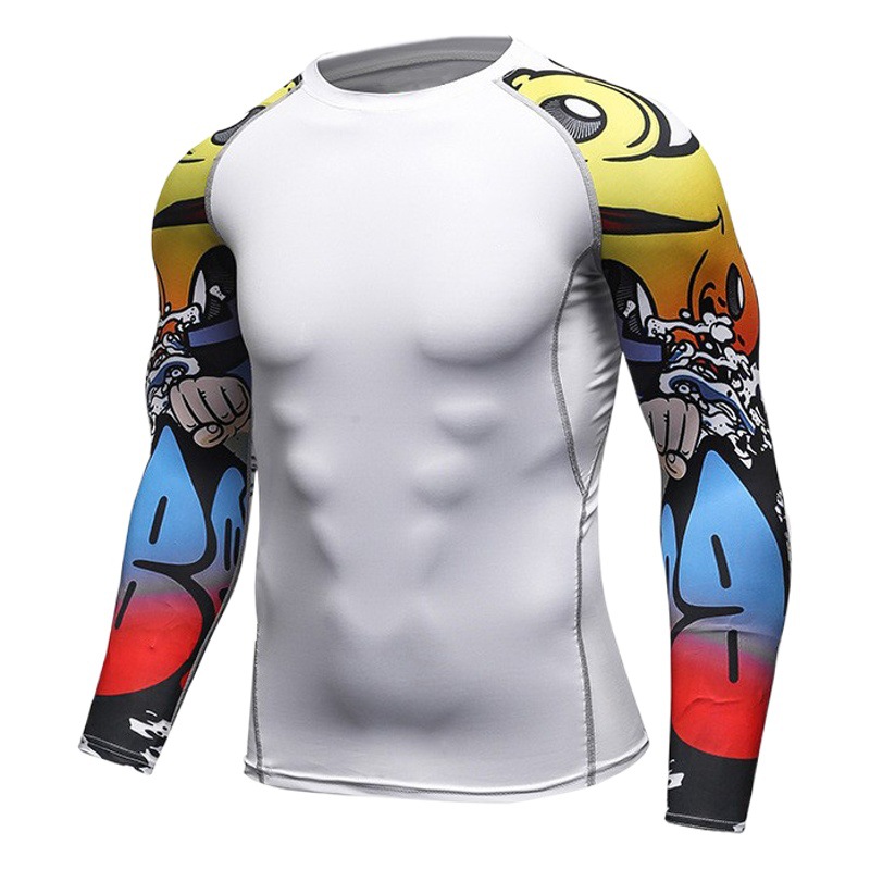 Wholesale Yoga Fitness Suit PRO Long Sleeve Tights Sports Men Quick Dry Elastic Running Crew Neck T-Shirt A016