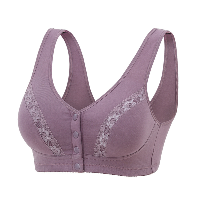 Picture of Mom's Underwear Women's Bra No Steel Ring Vest Thin Front Buckle Middle-aged and Elderly 50-year-old plus size Breathable Bra