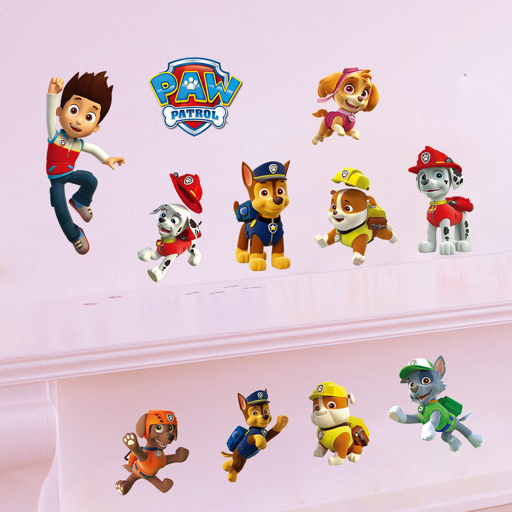 ZY1486 New Dog Patrol children's room bedroom background wall stickers foreign trade wholesale waterproof removable