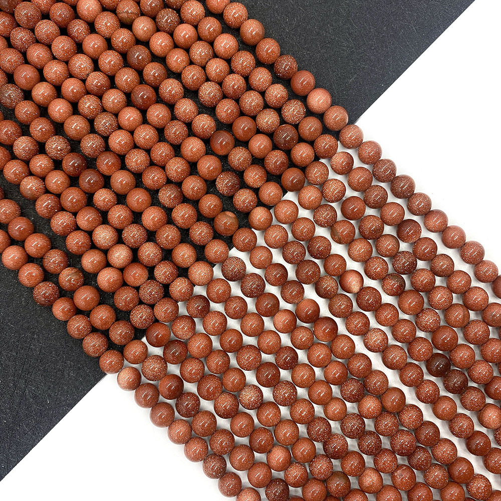 Natural Stone Sands Ball Beads 6mm8mm10mm Polished Straight Hole Beads DIY Necklace Accessories
