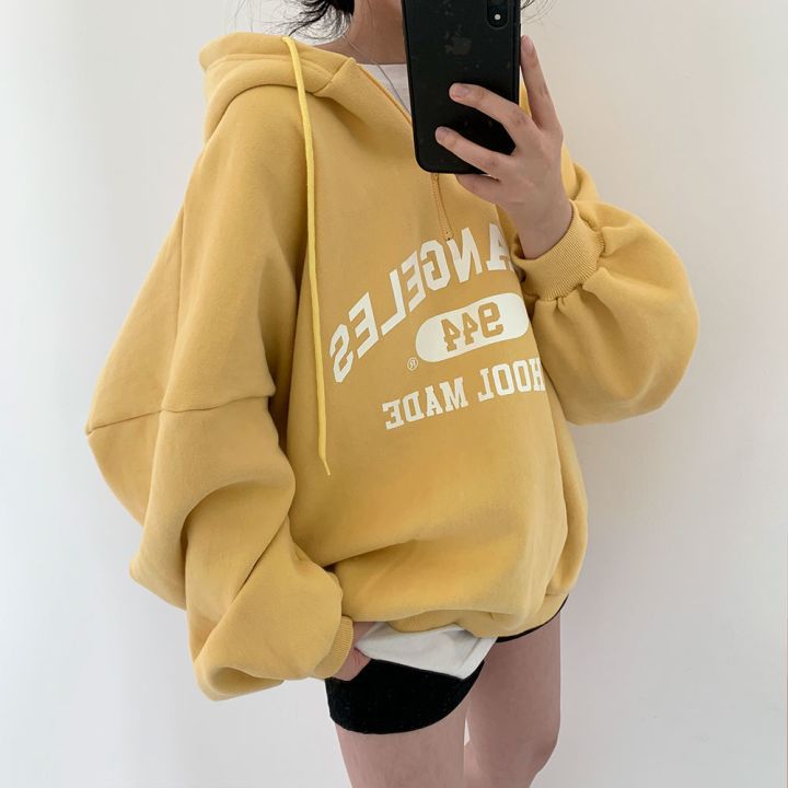 Picture of Zipper Sweater Women's Hooded Autumn 2022 New Women's Loose Autumn Winter Thickened Plus Velvet Jacket Large Size Top