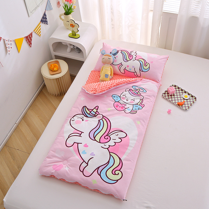 Picture of Cross-border foreign trade autumn and winter thickened large version of cartoon children's kindergarten baby velvet peas velvet sleeping bag kick-proof quilt wholesale