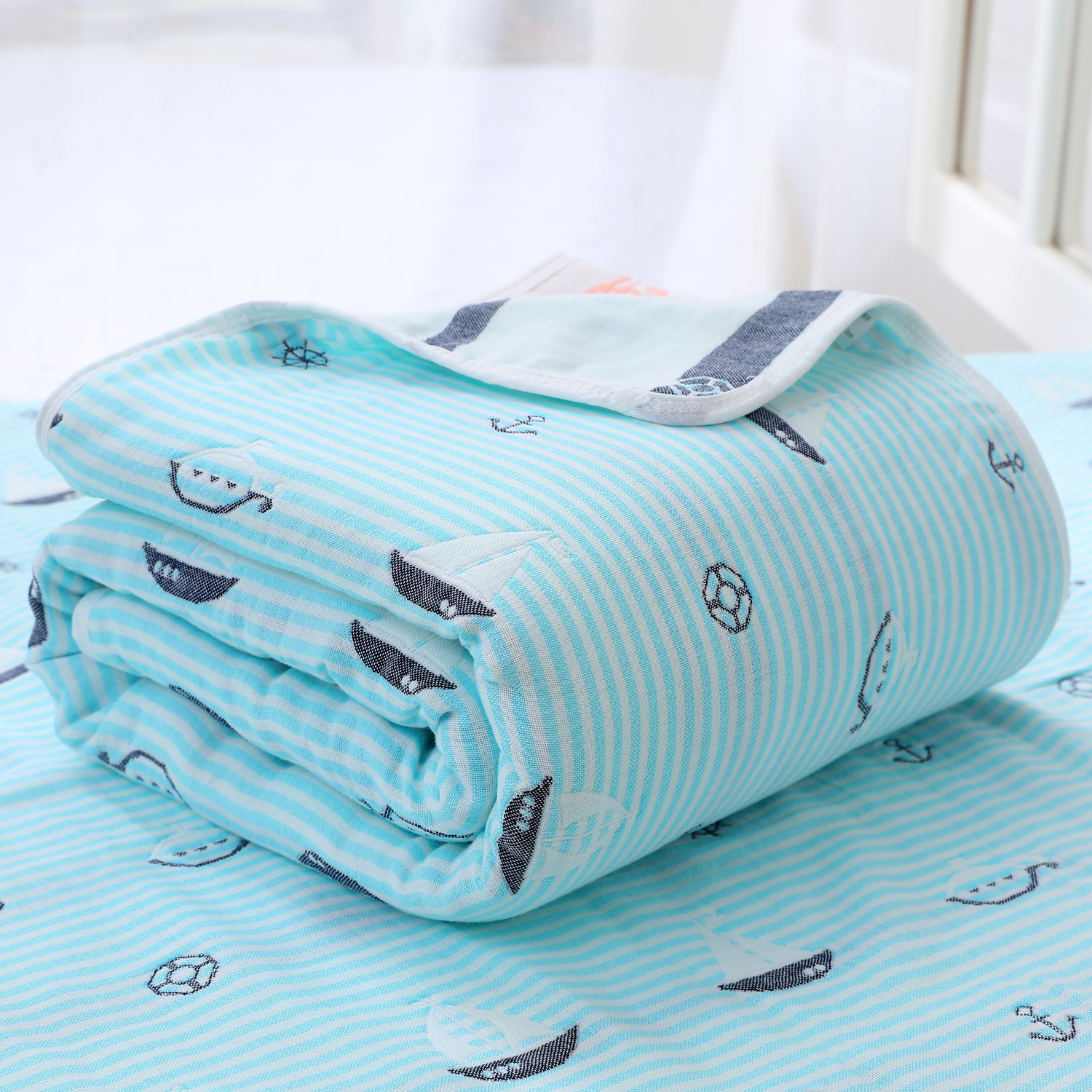 Picture of 6 layer cotton gauze class a baby quilt kindergarten baby thick warm students nap blanket cross-border wholesale
