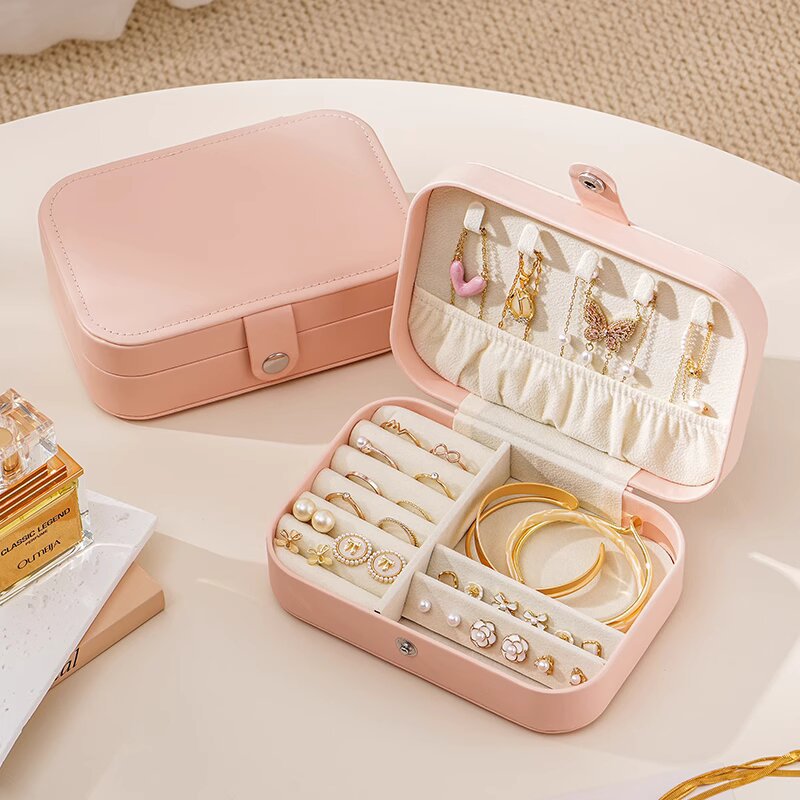 Picture of Portable jewelry storage box travel compact high-end exquisite large capacity earrings ring necklace antioxidant jewelry box
