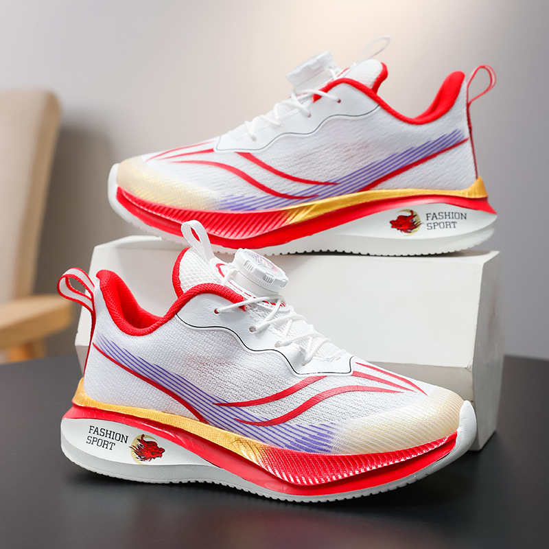 2025 summer new boys basketball shoes mesh breathable non-slip wear-resistant girls rotating buckle students sneaker tide